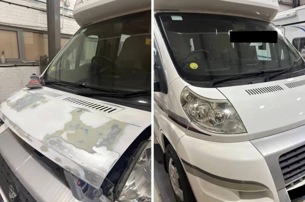 Rectifying a paint adhesion failure, caused by previous poor preperation, resulting in lacquer peel and surface deterioration across the bonnet area.